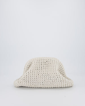 Bottega Veneta Medium Crochet Pouch Bag in White Calfskin Leather