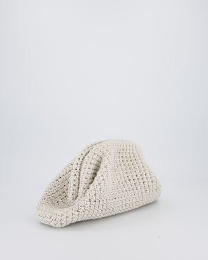 Bottega Veneta Medium Crochet Pouch Bag in White Calfskin Leather