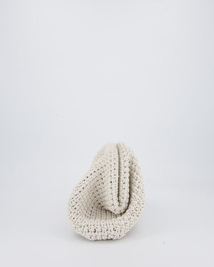 Bottega Veneta Medium Crochet Pouch Bag in White Calfskin Leather