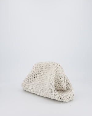 Bottega Veneta Medium Crochet Pouch Bag in White Calfskin Leather
