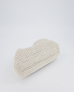 Bottega Veneta Medium Crochet Pouch Bag in White Calfskin Leather