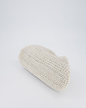 Bottega Veneta Medium Crochet Pouch Bag in White Calfskin Leather