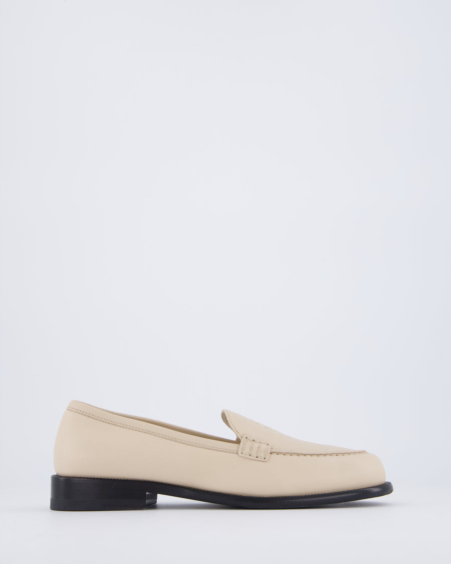 Chanel Beige Lambskin Leather CC Loafers Size EU 37.5