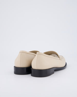 Chanel Beige Lambskin Leather CC Loafers Size EU 37.5