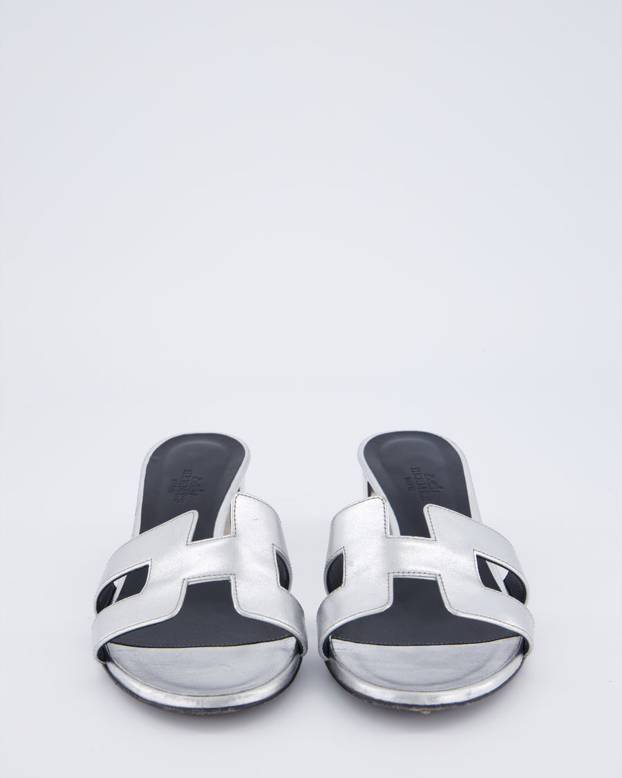 Hermès Oasis Sandals in Gris Argenté Goatskin Leather Size EU 37.5