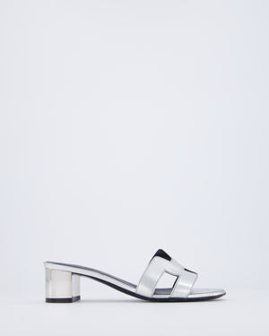 Hermès Oasis Sandals in Gris Argenté Goatskin Leather Size EU 37.5