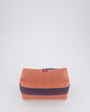 Hermès Bride-a-Brac H Natte Case in Tomette and Bleu Marine Wool Canvas with Palladium Hardware