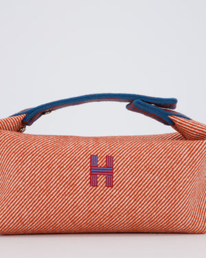 Hermès Bride-a-Brac H Natte Case in Tomette and Bleu Marine Wool Canvas with Palladium Hardware