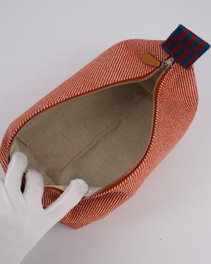 Hermès Bride-a-Brac H Natte Case in Tomette and Bleu Marine Wool Canvas with Palladium Hardware