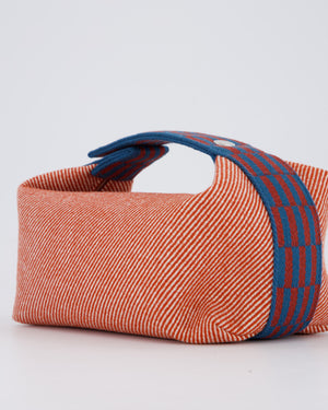 Hermès Bride-a-Brac H Natte Case in Tomette and Bleu Marine Wool Canvas with Palladium Hardware