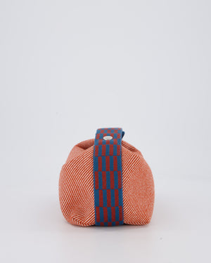 Hermès Bride-a-Brac H Natte Case in Tomette and Bleu Marine Wool Canvas with Palladium Hardware