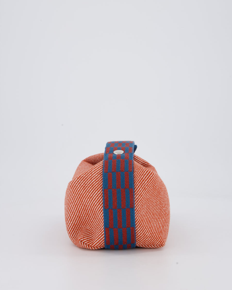 Hermès Bride-a-Brac H Natte Case in Tomette and Bleu Marine Wool Canvas with Palladium Hardware