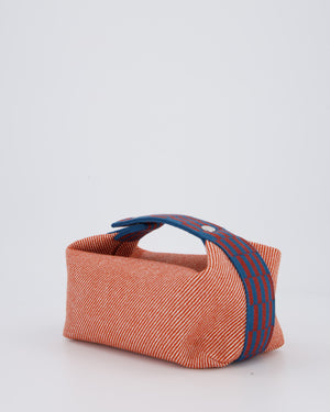 Hermès Bride-a-Brac H Natte Case in Tomette and Bleu Marine Wool Canvas with Palladium Hardware