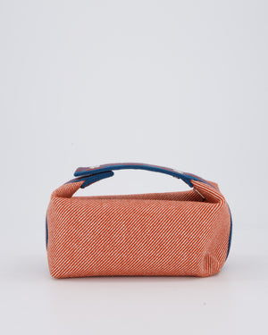 Hermès Bride-a-Brac H Natte Case in Tomette and Bleu Marine Wool Canvas with Palladium Hardware