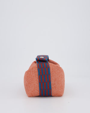 Hermès Bride-a-Brac H Natte Case in Tomette and Bleu Marine Wool Canvas with Palladium Hardware