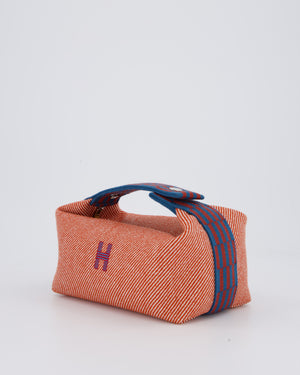 Hermès Bride-a-Brac H Natte Case in Tomette and Bleu Marine Wool Canvas with Palladium Hardware