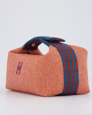 Hermès Bride-a-Brac H Natte Case in Tomette and Bleu Marine Wool Canvas with Palladium Hardware