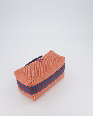 Hermès Bride-a-Brac H Natte Case in Tomette and Bleu Marine Wool Canvas with Palladium Hardware