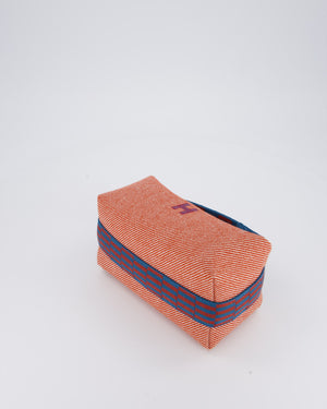 Hermès Bride-a-Brac H Natte Case in Tomette and Bleu Marine Wool Canvas with Palladium Hardware