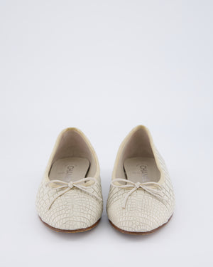 Chanel Grey Croc Ballet Pumps with CC Detail Size EU 38C
