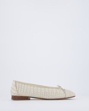 Chanel Grey Croc Ballet Pumps with CC Detail Size EU 38C