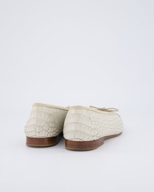 Chanel Grey Croc Ballet Pumps with CC Detail Size EU 38C