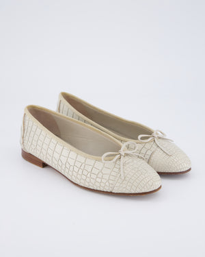 Chanel Grey Croc Ballet Pumps with CC Detail Size EU 38C