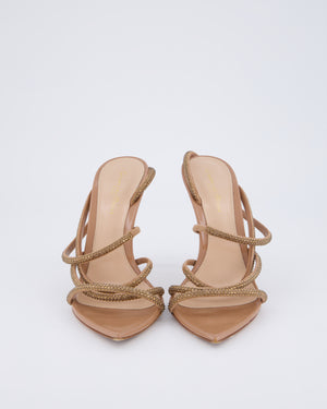 Gianvito Rossi Beige Pink Pointed Ettie Strass Strap Heels Size EU 38