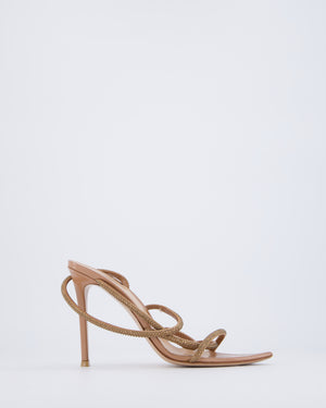 Gianvito Rossi Beige Pink Pointed Ettie Strass Strap Heels Size EU 38