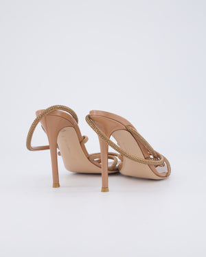 Gianvito Rossi Beige Pink Pointed Ettie Strass Strap Heels Size EU 38