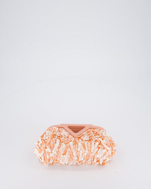 Bottega Veneta Shell Fringe Point Bag in Coral Lambskin Leather and White and Coral Shells with Gold Hardware