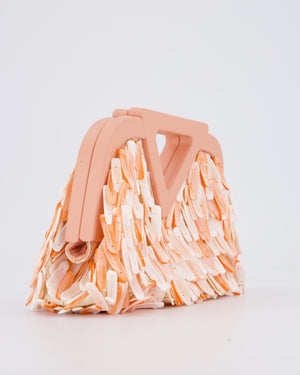 Bottega Veneta Shell Fringe Point Bag in Coral Lambskin Leather and White and Coral Shells with Gold Hardware