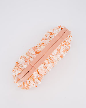 Bottega Veneta Shell Fringe Point Bag in Coral Lambskin Leather and White and Coral Shells with Gold Hardware