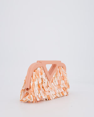 Bottega Veneta Shell Fringe Point Bag in Coral Lambskin Leather and White and Coral Shells with Gold Hardware