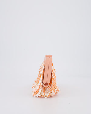 Bottega Veneta Shell Fringe Point Bag in Coral Lambskin Leather and White and Coral Shells with Gold Hardware