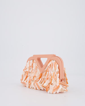 Bottega Veneta Shell Fringe Point Bag in Coral Lambskin Leather and White and Coral Shells with Gold Hardware