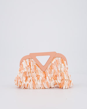 Bottega Veneta Shell Fringe Point Bag in Coral Lambskin Leather and White and Coral Shells with Gold Hardware
