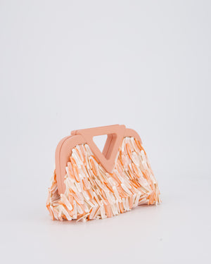 Bottega Veneta Shell Fringe Point Bag in Coral Lambskin Leather and White and Coral Shells with Gold Hardware