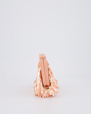Bottega Veneta Shell Fringe Point Bag in Coral Lambskin Leather and White and Coral Shells with Gold Hardware