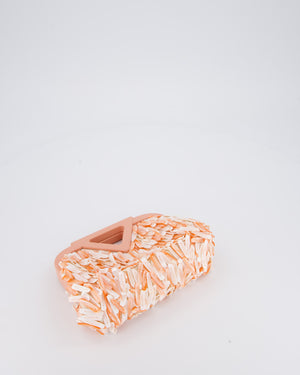 Bottega Veneta Shell Fringe Point Bag in Coral Lambskin Leather and White and Coral Shells with Gold Hardware