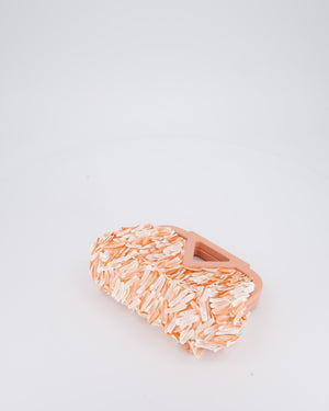 Bottega Veneta Shell Fringe Point Bag in Coral Lambskin Leather and White and Coral Shells with Gold Hardware