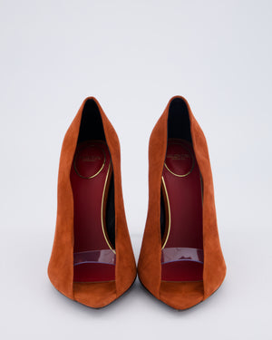 Valentino Rust Révélé 105 Open-Toe Suede Pumps Size EU 38