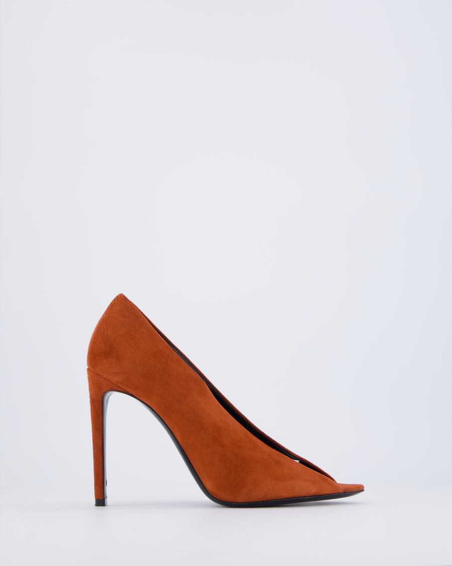 Valentino Rust Révélé 105 Open-Toe Suede Pumps Size EU 38