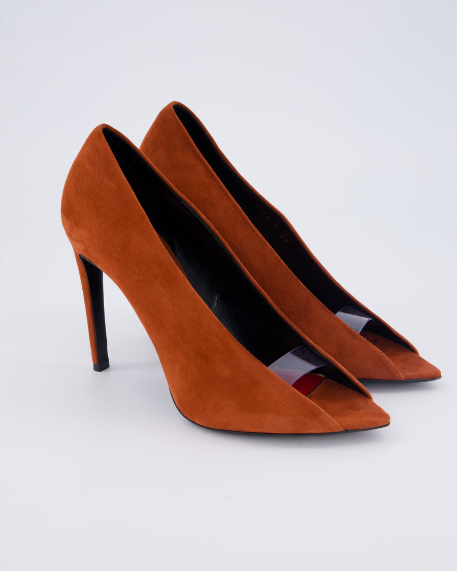 Valentino Rust Révélé 105 Open-Toe Suede Pumps Size EU 38