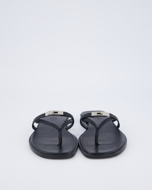 Hermès Black Miss Sandal in Noir Calfskin Leather with Palladium Hardware Size EU 37