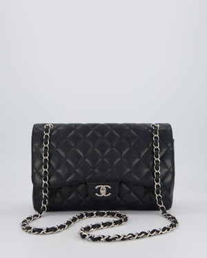 Chanel Black Jumbo Classic Double Flap Bag in Caviar Leather with Silver Hardware