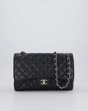 Chanel Black Jumbo Classic Double Flap Bag in Caviar Leather with Silver Hardware