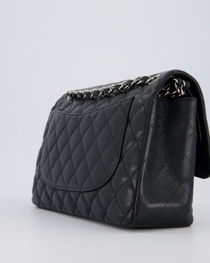 Chanel Black Jumbo Classic Double Flap Bag in Caviar Leather with Silver Hardware