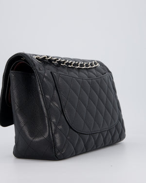 Chanel Black Jumbo Classic Double Flap Bag in Caviar Leather with Silver Hardware