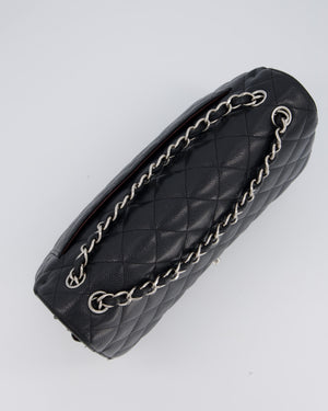 Chanel Black Jumbo Classic Double Flap Bag in Caviar Leather with Silver Hardware